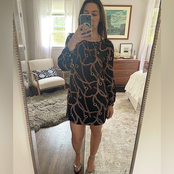 Milly Silk Simone Mini Dress Chain Print - Picture 2 of 16